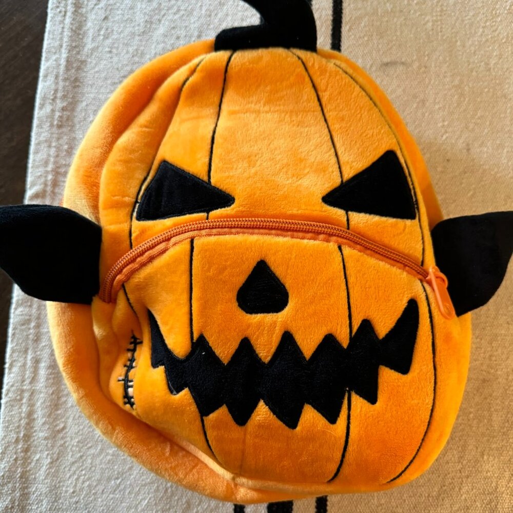 Kakoo Fabric Pumpkin Jack-O-Lantern Mini Backpack